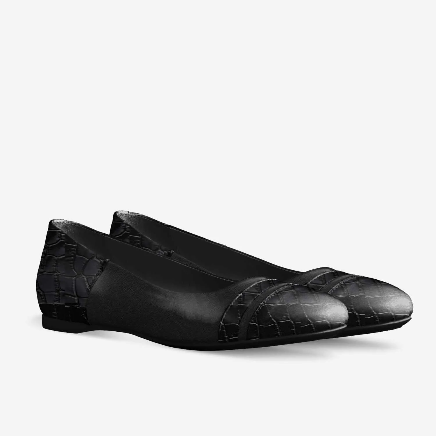 BLACK ALLIGATOR SIGNATURE BALLERINA FLAT