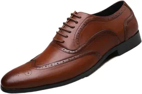 Casual Business Oxford Leather Shoes Men's Dress Shoes Patchwork British Style Retro Brogue Shoes Mens Wedding Party Flats Men Office Business Leather Oxfords Shoe