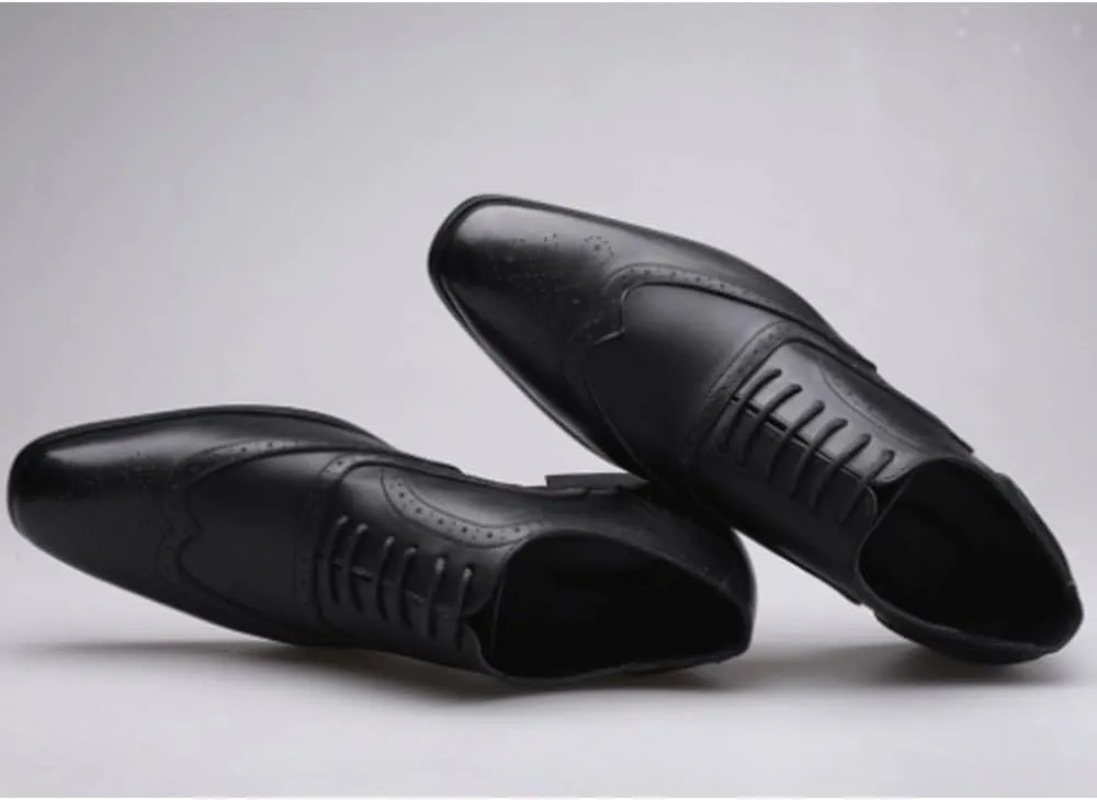 Casual Business Oxford Leather Shoes Men's Dress Shoes Patchwork British Style Retro Brogue Shoes Mens Wedding Party Flats Men Office Business Leather Oxfords Shoe