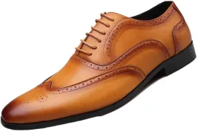 Casual Business Oxford Leather Shoes Men's Dress Shoes Patchwork British Style Retro Brogue Shoes Mens Wedding Party Flats Men Office Business Leather Oxfords Shoe