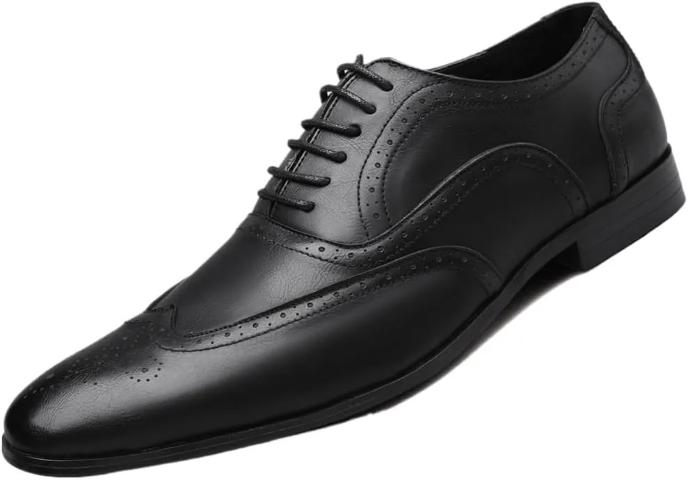 Casual Business Oxford Leather Shoes Men's Dress Shoes Patchwork British Style Retro Brogue Shoes Mens Wedding Party Flats Men Office Business Leather Oxfords Shoe