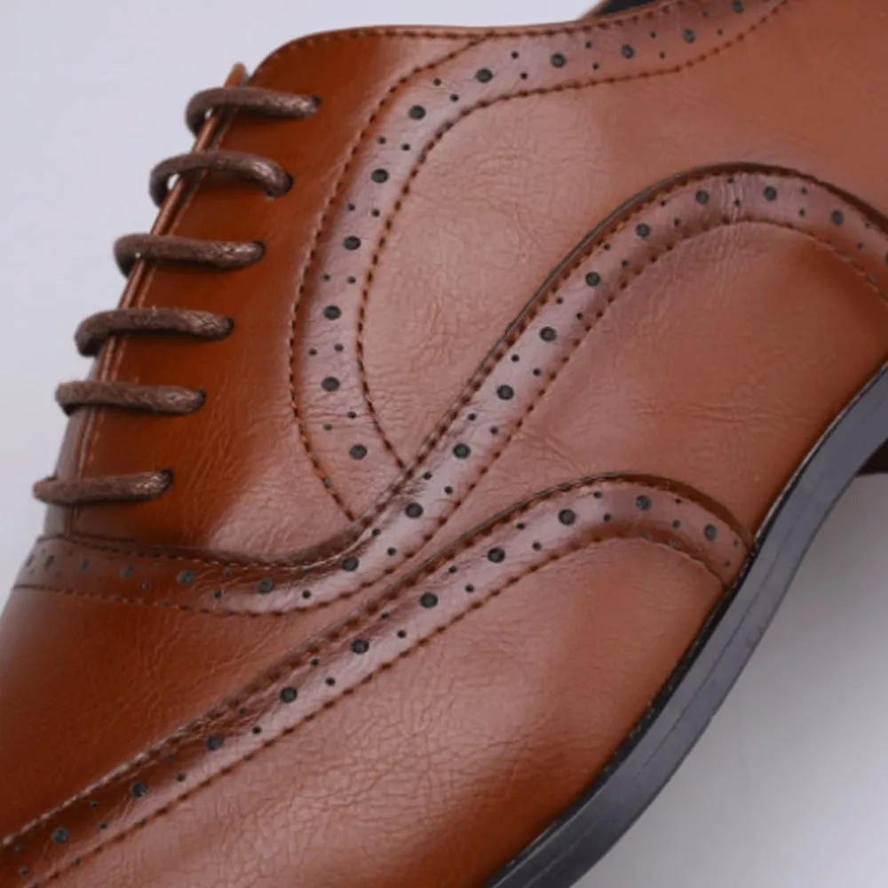 Casual Business Oxford Leather Shoes Men's Dress Shoes Patchwork British Style Retro Brogue Shoes Mens Wedding Party Flats Men Office Business Leather Oxfords Shoe