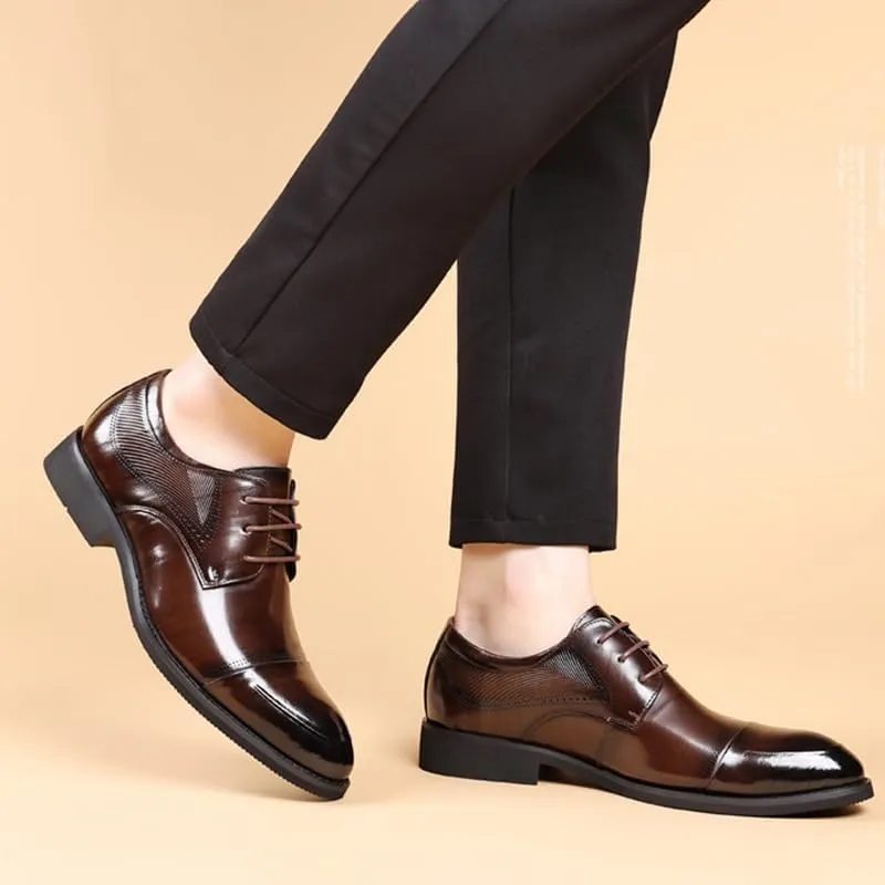 Classic Men's Leather Dress Shoes Fashion Lace-Up Business Formal Oxfords Shoes Men Wedding Tuxedo Shoes