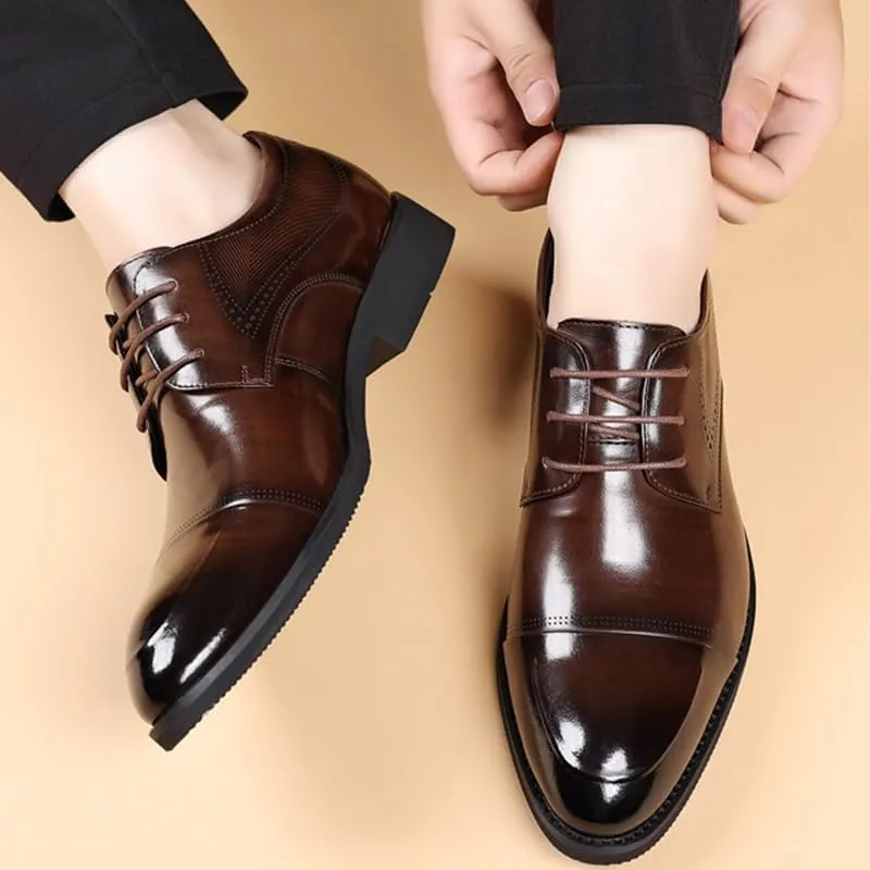 Classic Men's Leather Dress Shoes Fashion Lace-Up Business Formal Oxfords Shoes Men Wedding Tuxedo Shoes
