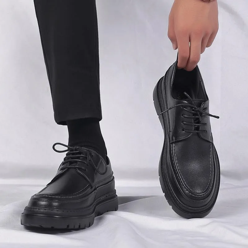 Classic Men's Leather Dress Shoes Men Lace-up Formal Platform Casual Business Oxfords Shoes