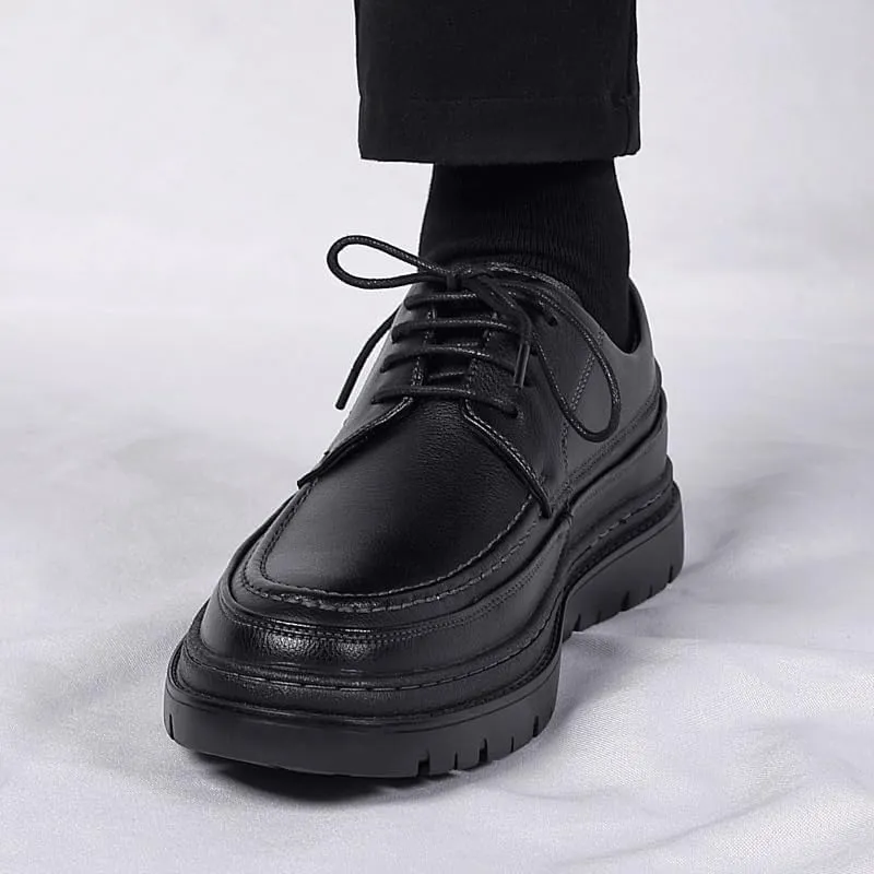 Classic Men's Leather Dress Shoes Men Lace-up Formal Platform Casual Business Oxfords Shoes