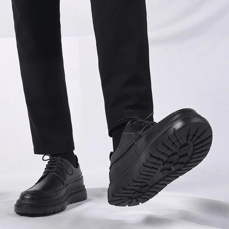 Classic Men's Leather Dress Shoes Men Lace-up Formal Platform Casual Business Oxfords Shoes