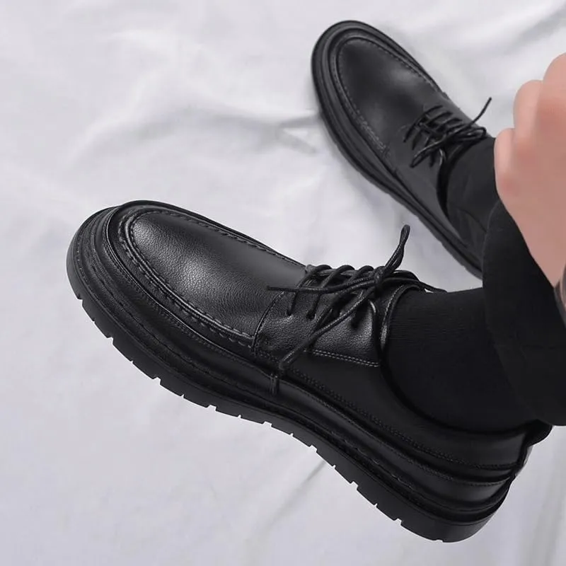 Classic Men's Leather Dress Shoes Men Lace-up Formal Platform Casual Business Oxfords Shoes