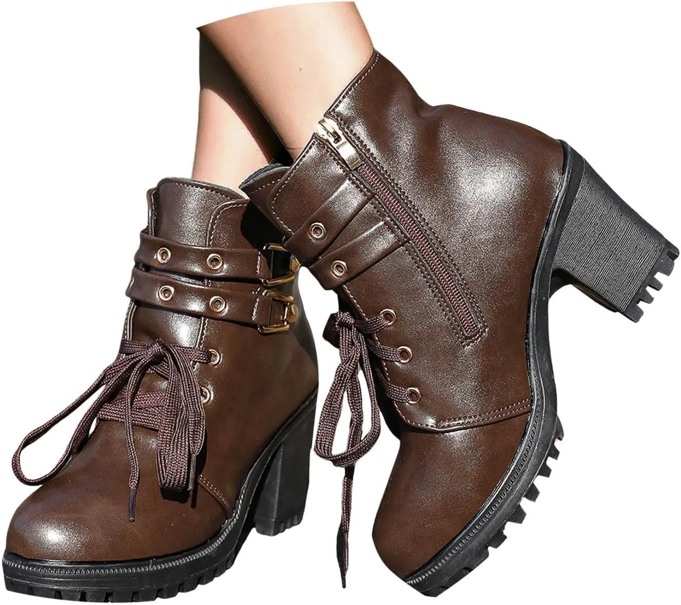 Cowboy Boots for Women Retro Classic Lace Up High Heel Ankle Boots Ladies Shoes Autumn Fashion Western Short Boots