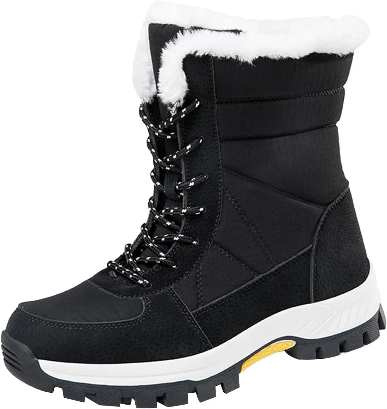 Insulated Snow Boots Men Wide Ski Boots Thickening Shoe Men Leather Boot Plush Lined Lac Up Ankle Booties