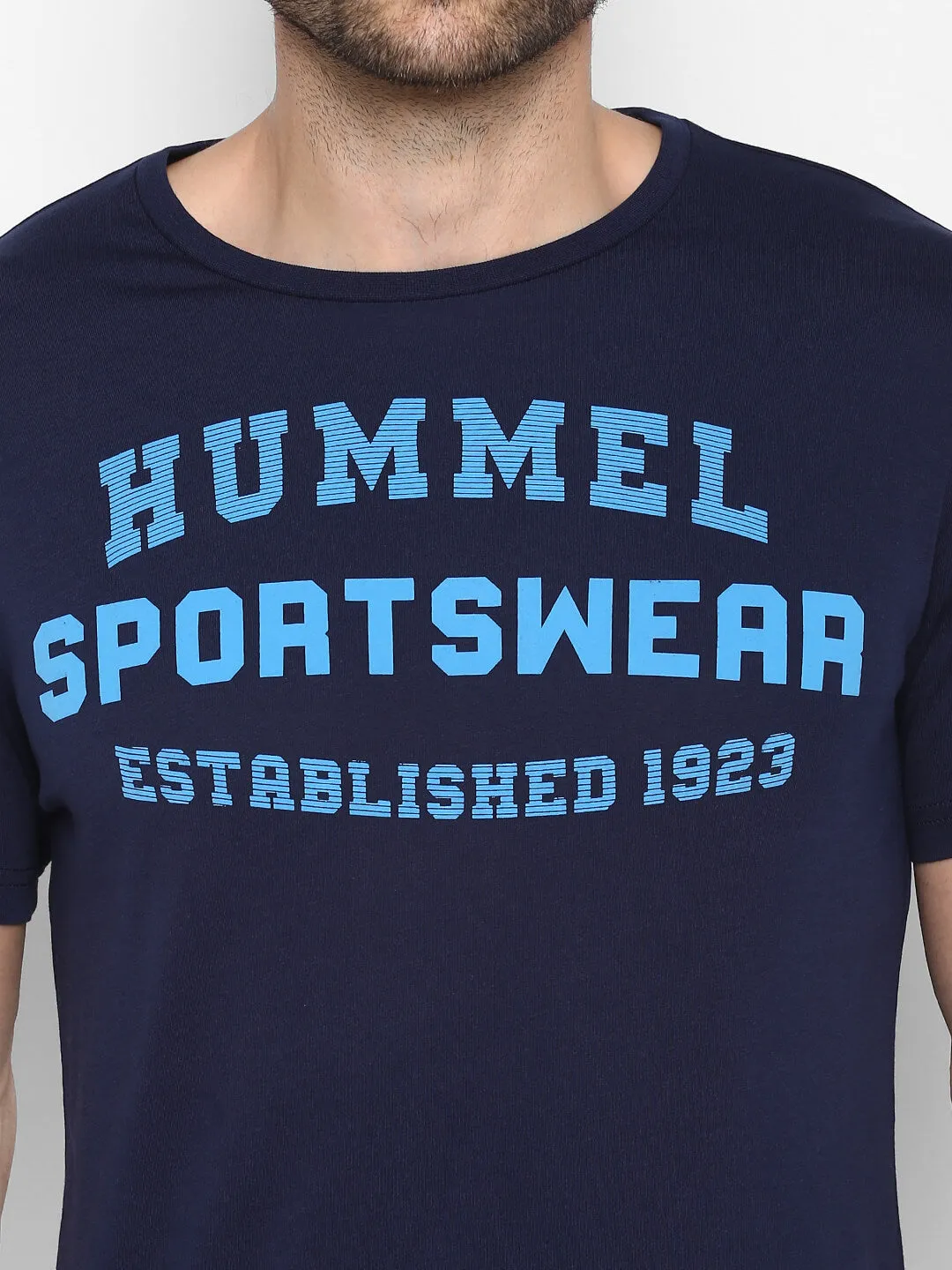 Leandre Men Cotton Navy Blue T-Shirt