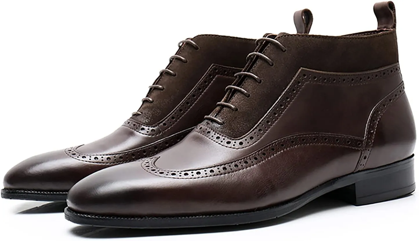 Leather Dress Shoes for Mens Leather Formal Casual Slip On Driving Shoes Business Men's Boat Casual Walking Shoes Handmade Moccasin Dress Shoes,Brown,9.5US/44EU