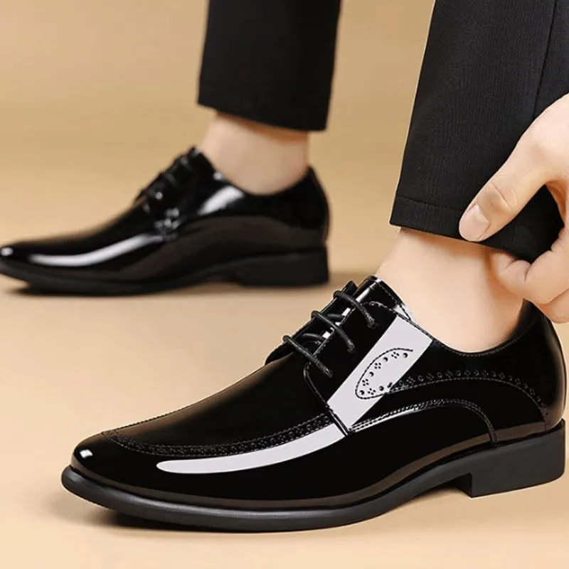 Man's Business Suit Tuxedo Shoes Patent Leather Slip-On Oxfords Wedding Dress Shoes for Driving Walking Wedding Outdoor Indoor Size