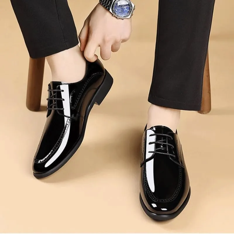 Man's Business Suit Tuxedo Shoes Patent Leather Slip-On Oxfords Wedding Dress Shoes for Driving Walking Wedding Outdoor Indoor Size