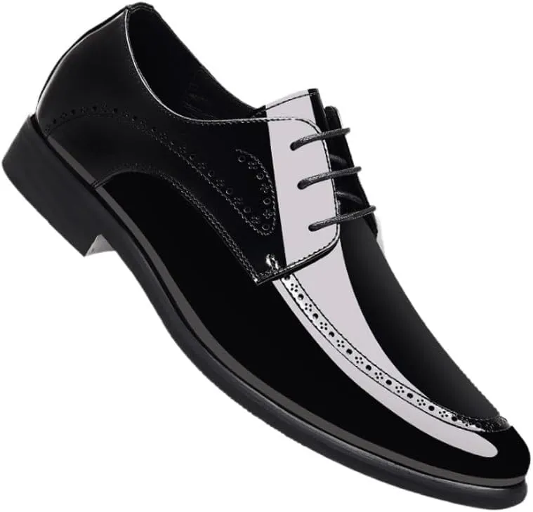 Man's Business Suit Tuxedo Shoes Patent Leather Slip-On Oxfords Wedding Dress Shoes for Driving Walking Wedding Outdoor Indoor Size