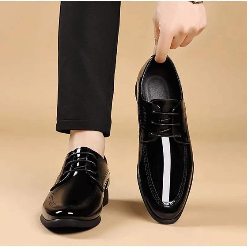 Man's Business Suit Tuxedo Shoes Patent Leather Slip-On Oxfords Wedding Dress Shoes for Driving Walking Wedding Outdoor Indoor Size