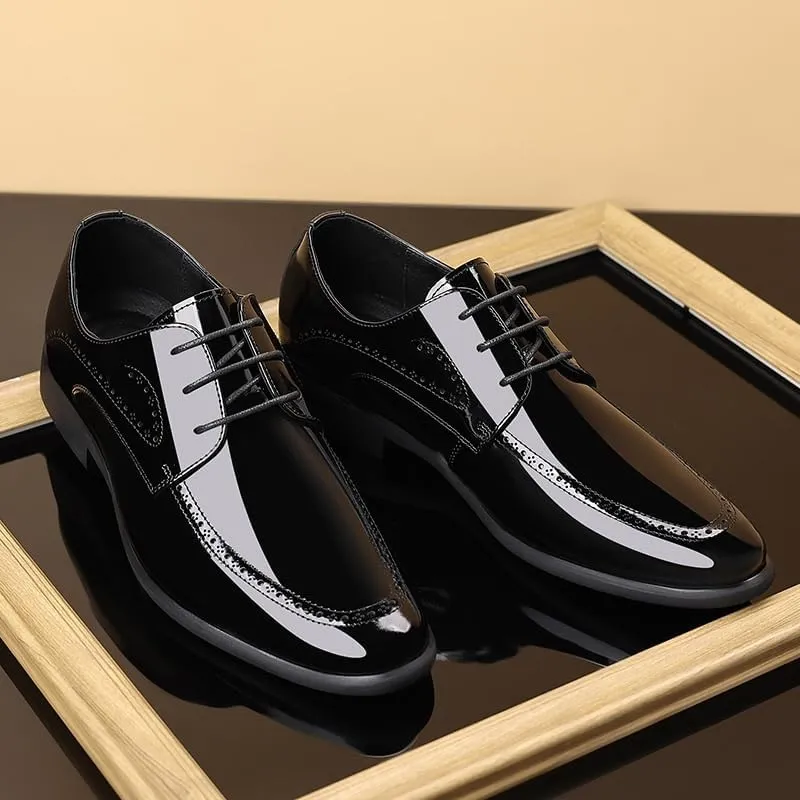 Man's Business Suit Tuxedo Shoes Patent Leather Slip-On Oxfords Wedding Dress Shoes for Driving Walking Wedding Outdoor Indoor Size