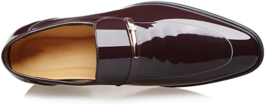 Men Dress Shoes Patent Leather Men Shoes Men's Invisible Height Increasing Elevator Shoes Casual Slip-On Solid Prom Wedding Business Shoes