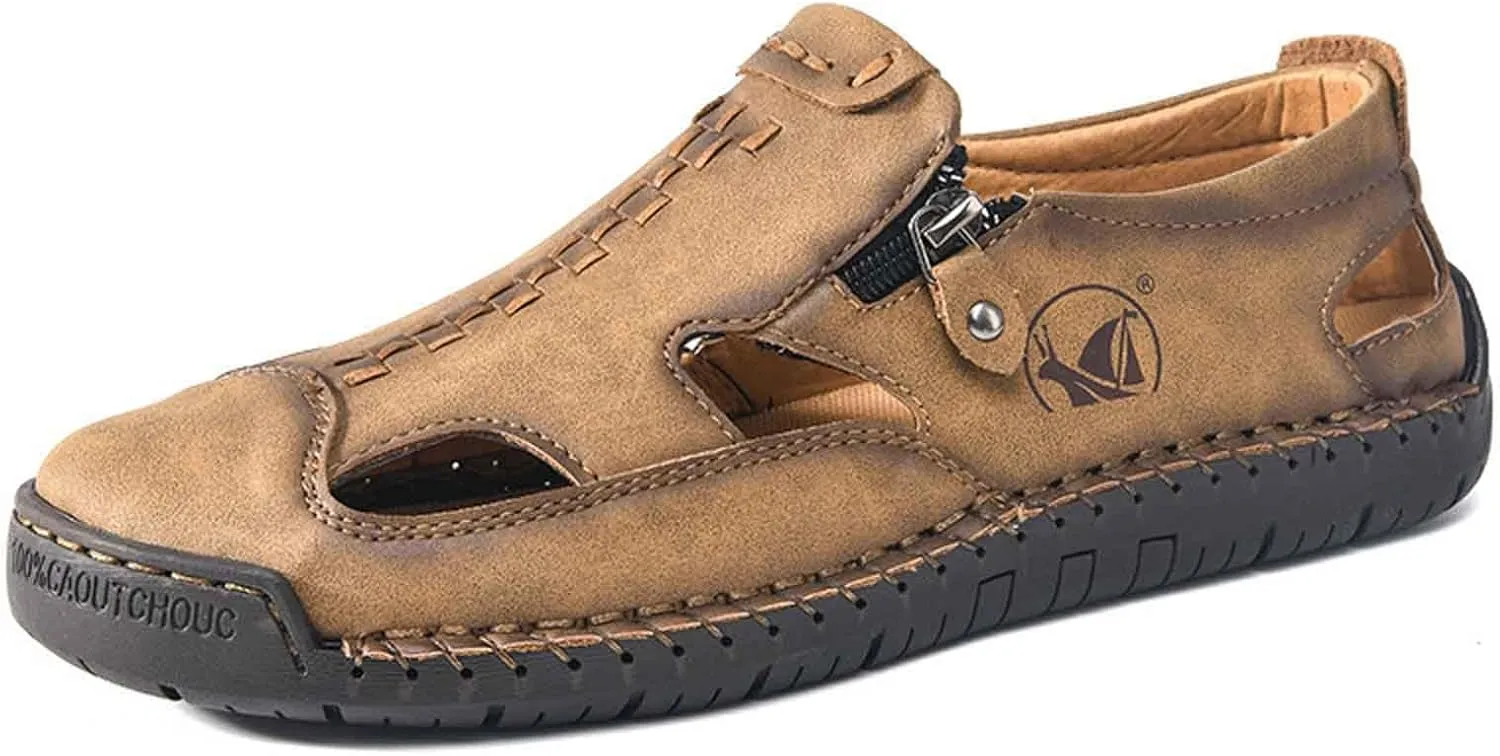 Men's Breathable Slip On Sandals for Casual Walking Outdoor Beach Comfortable Lightweight Non Slip Durable Fisherman Flat Sandals