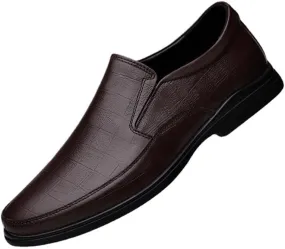 Men's Classic Slip On Dress Shoes Non-Slip Waterproof Business Formal Derby Shoes Low Top Formal Oxford Shoes(Brown,9)
