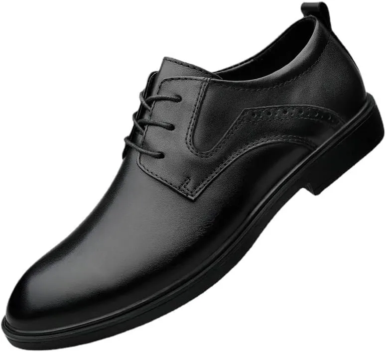 Men's Comfortable Slip-On Oxfords Genuine Leather Business Casual Dress Shoes