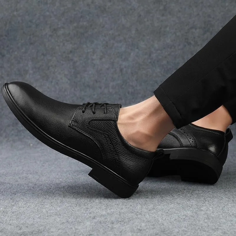 Men's Comfortable Slip-On Oxfords Genuine Leather Business Casual Dress Shoes