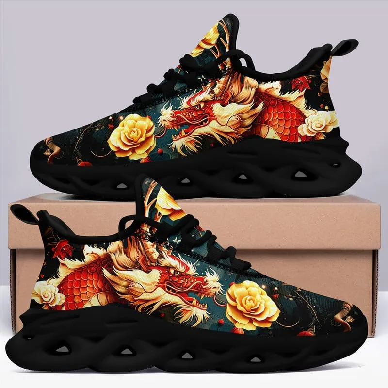 Mens Dragon Running Shoes Breathable Cushion Non Slip Outdoor Sports Walking Sneaker Tennis Jogging Training Tennis Shoes