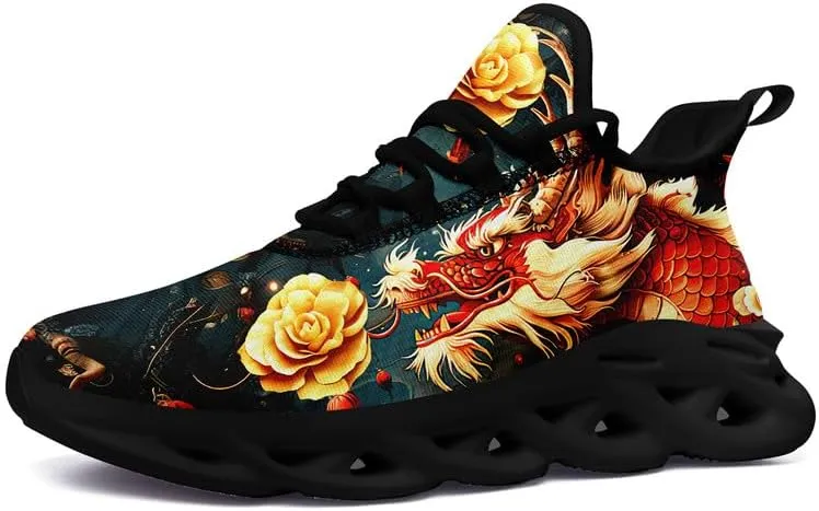 Mens Dragon Running Shoes Breathable Cushion Non Slip Outdoor Sports Walking Sneaker Tennis Jogging Training Tennis Shoes