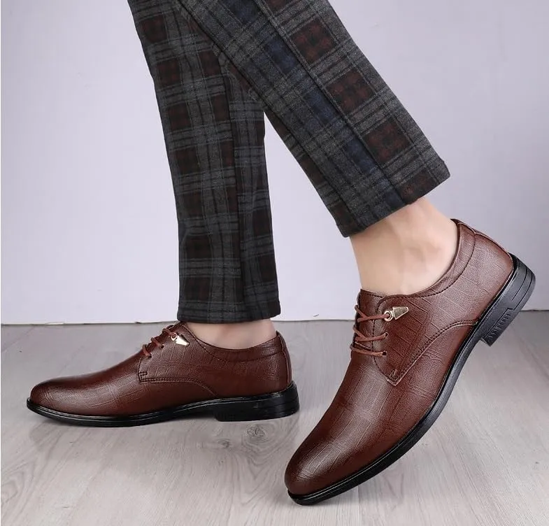 Men's Dress Shoes Men Comfort Soft Business Casual Oxford Flexural Leather Fashion Derby Sneakers