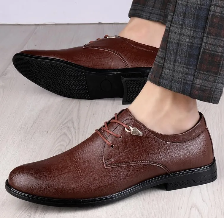 Men's Dress Shoes Men Comfort Soft Business Casual Oxford Flexural Leather Fashion Derby Sneakers