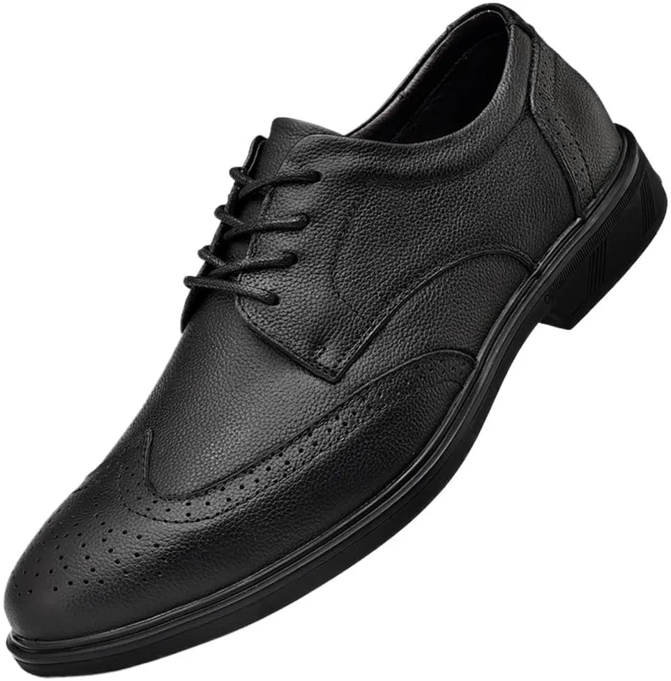 Men’s Dress Shoes Oxford Leather Classic Business Formal Comfortable Lace-Up Wedding Non-Slip Stylish Office Work Footwear Shoes