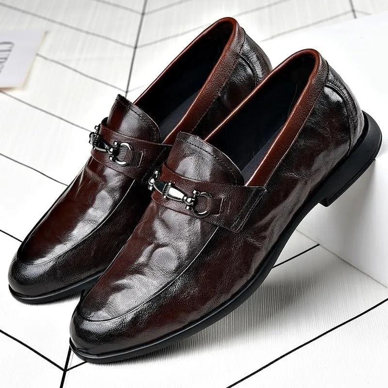 Men's Dress Shoes Slip On Pointed Toe Derby Shoe Classic Formal Business Oxfords Shoes for Men