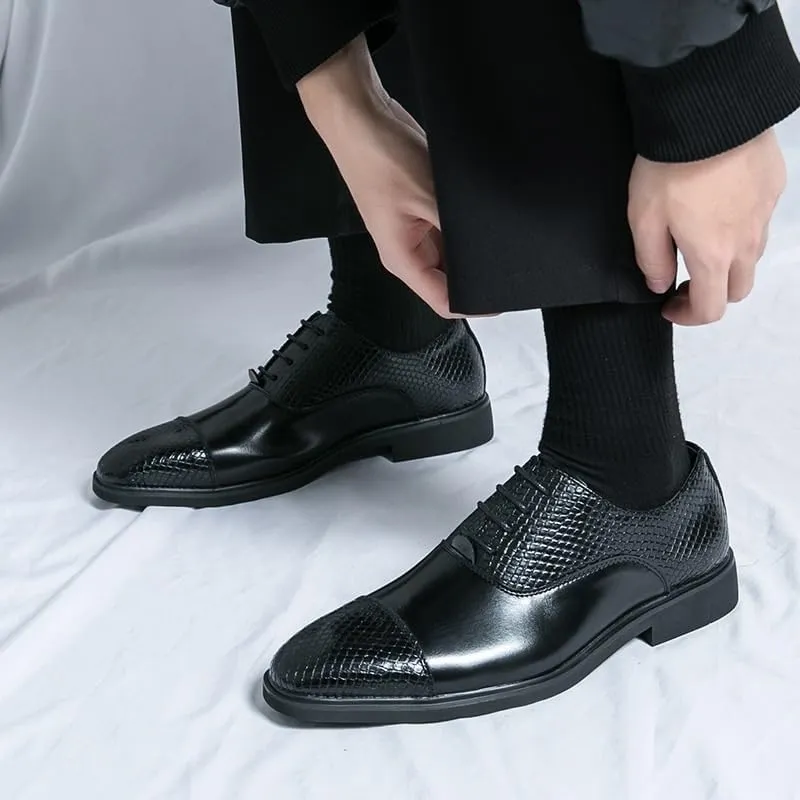 Men's Italian Black Patent Leather Shoes, Lace-up Formal Dress Loafers, All-Match Fashion Shoes, Office Formal Oxfords