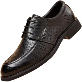Men's Leather British Style Lace Up Wing Tip Dress Shoe Summer Business mesh Breathable Walking Shoes