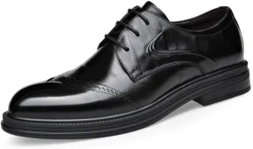 Men's Leather Oxfords Summer Lace Up Fashion Casual Classic Dress Shoes Pointed-Toe Business Loafers Shoes for Men