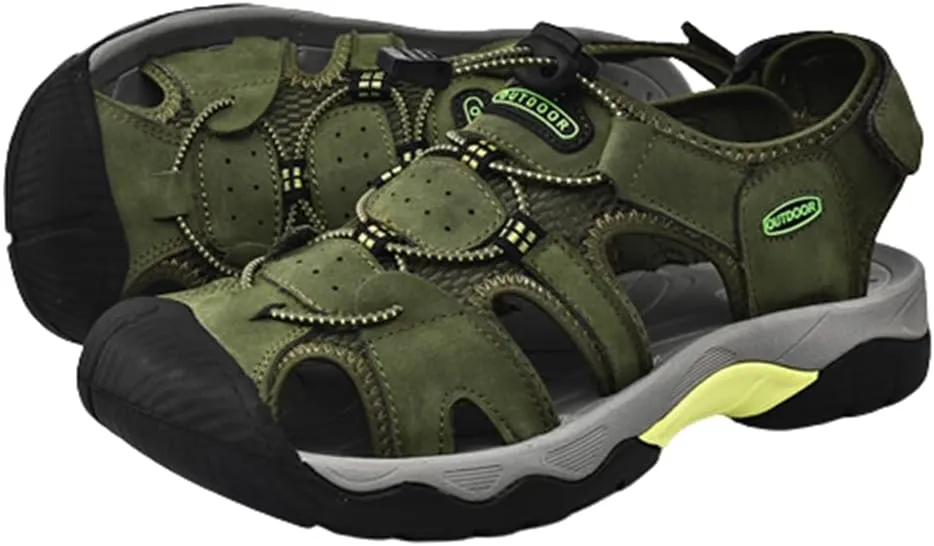 Mens Leather Sandals Beach Hiking Sandals Summer Comfortable Trekking Shoes Hiking Shoes Sports Outdoor with hook