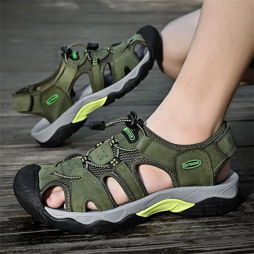 Mens Leather Sandals Beach Hiking Sandals Summer Comfortable Trekking Shoes Hiking Shoes Sports Outdoor with hook