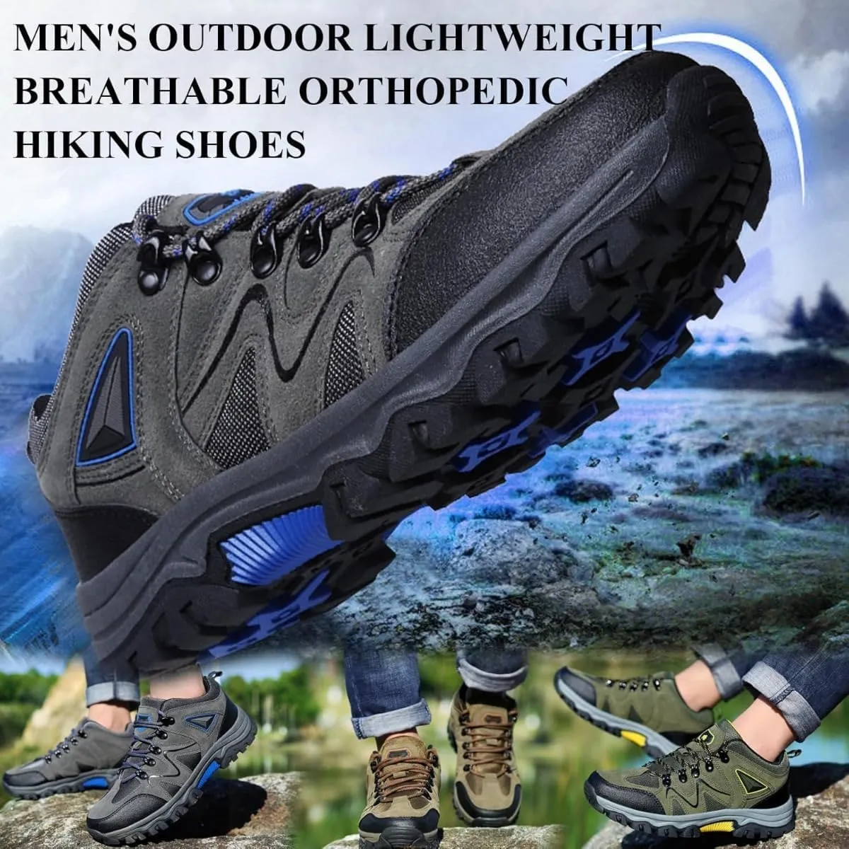 Men's Outdoor Lightweight Breathable Orthopedic Hiking Shoes,Orthopedic Hiking Shoes,Comfortable Trekking Work Shoe for All Seasons