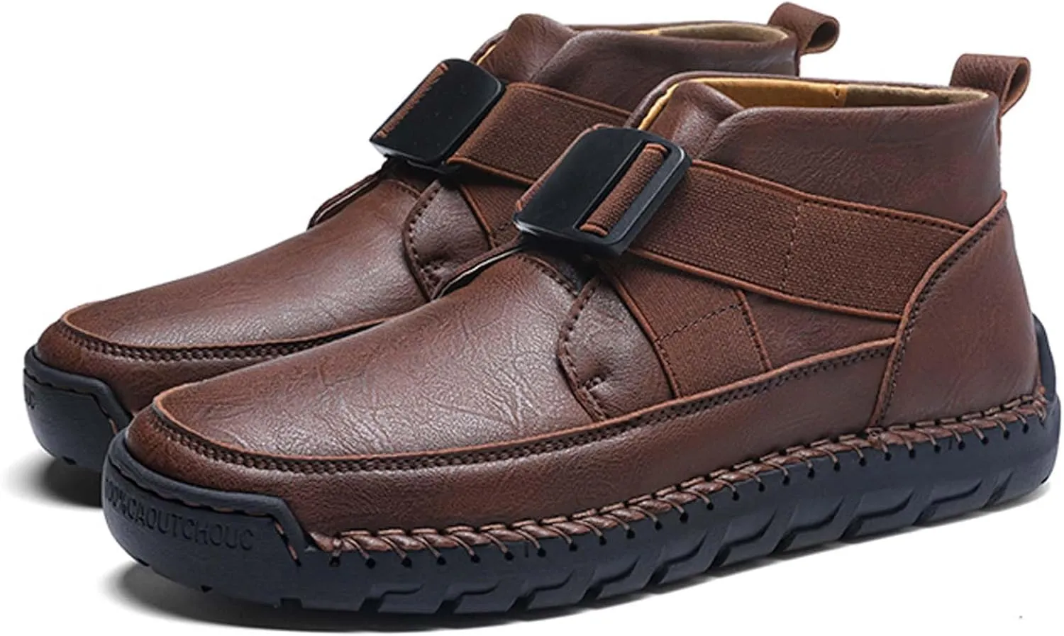 Men's Premium Leather Walking Shoes, Mid Top Fashion Casual Sneakers, Business Casual Leather Shoes, Driving Shoes, Durable, Hand Sewn, Easy to Put on
