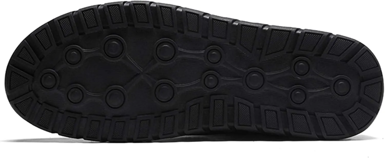 Men's Premium Leather Walking Shoes, Mid Top Fashion Casual Sneakers, Business Casual Leather Shoes, Driving Shoes, Durable, Hand Sewn, Easy to Put on