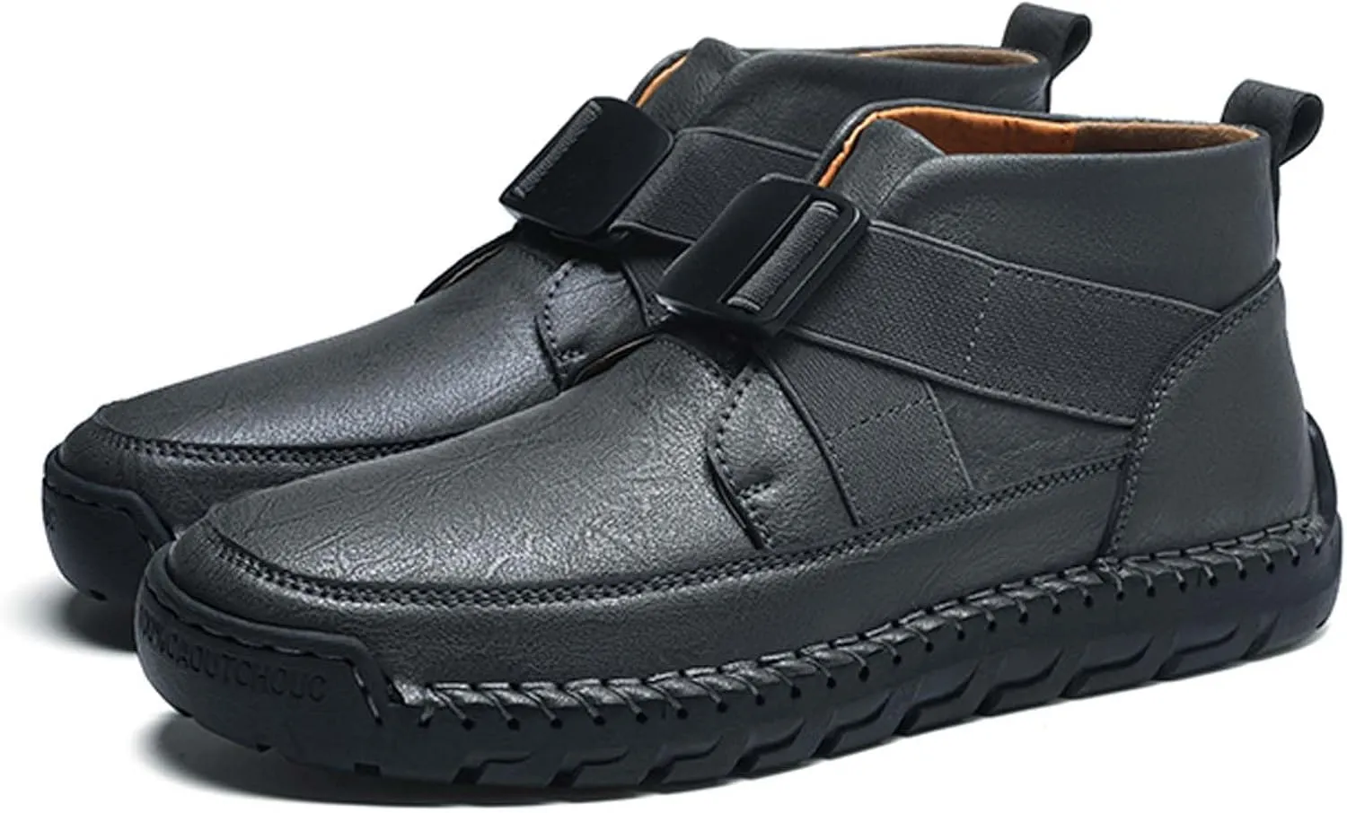 Men's Premium Leather Walking Shoes, Mid Top Fashion Casual Sneakers, Business Casual Leather Shoes, Driving Shoes, Durable, Hand Sewn, Easy to Put on
