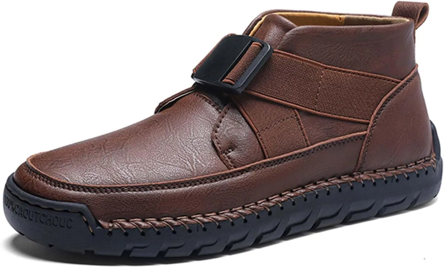 Men's Premium Leather Walking Shoes, Mid Top Fashion Casual Sneakers, Business Casual Leather Shoes, Driving Shoes, Durable, Hand Sewn, Easy to Put on