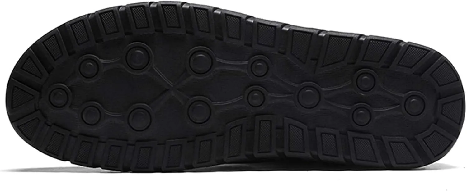Men's Premium Leather Walking Shoes, Mid Top Fashion Casual Sneakers, Business Casual Leather Shoes, Driving Shoes, Durable, Hand Sewn, Easy to Put on