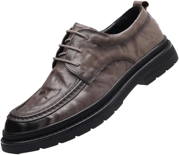 Men's Retro Oxford Shoes - Chunky Heel Non-Slip Business Dress Shoes for Formal and Casual Wear