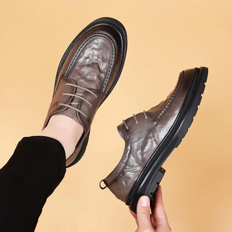 Men's Retro Oxford Shoes - Chunky Heel Non-Slip Business Dress Shoes for Formal and Casual Wear