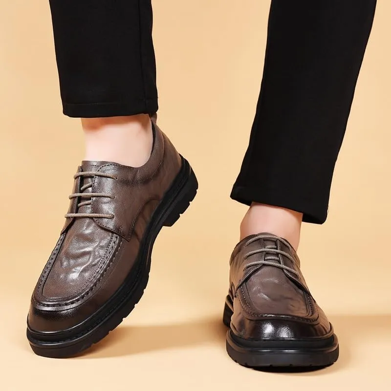 Men's Retro Oxford Shoes - Chunky Heel Non-Slip Business Dress Shoes for Formal and Casual Wear