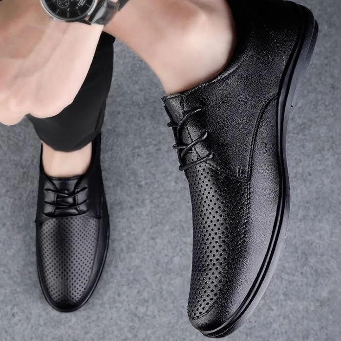 Men's Summer Oxford Shoes Fashion Leather Derby Shoes Business Wedding Dress Shoes for Men