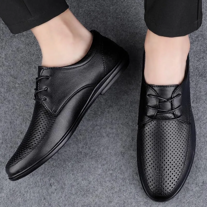 Men's Summer Oxford Shoes Fashion Leather Derby Shoes Business Wedding Dress Shoes for Men