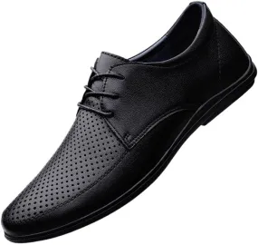 Men's Summer Oxford Shoes Fashion Leather Derby Shoes Business Wedding Dress Shoes for Men