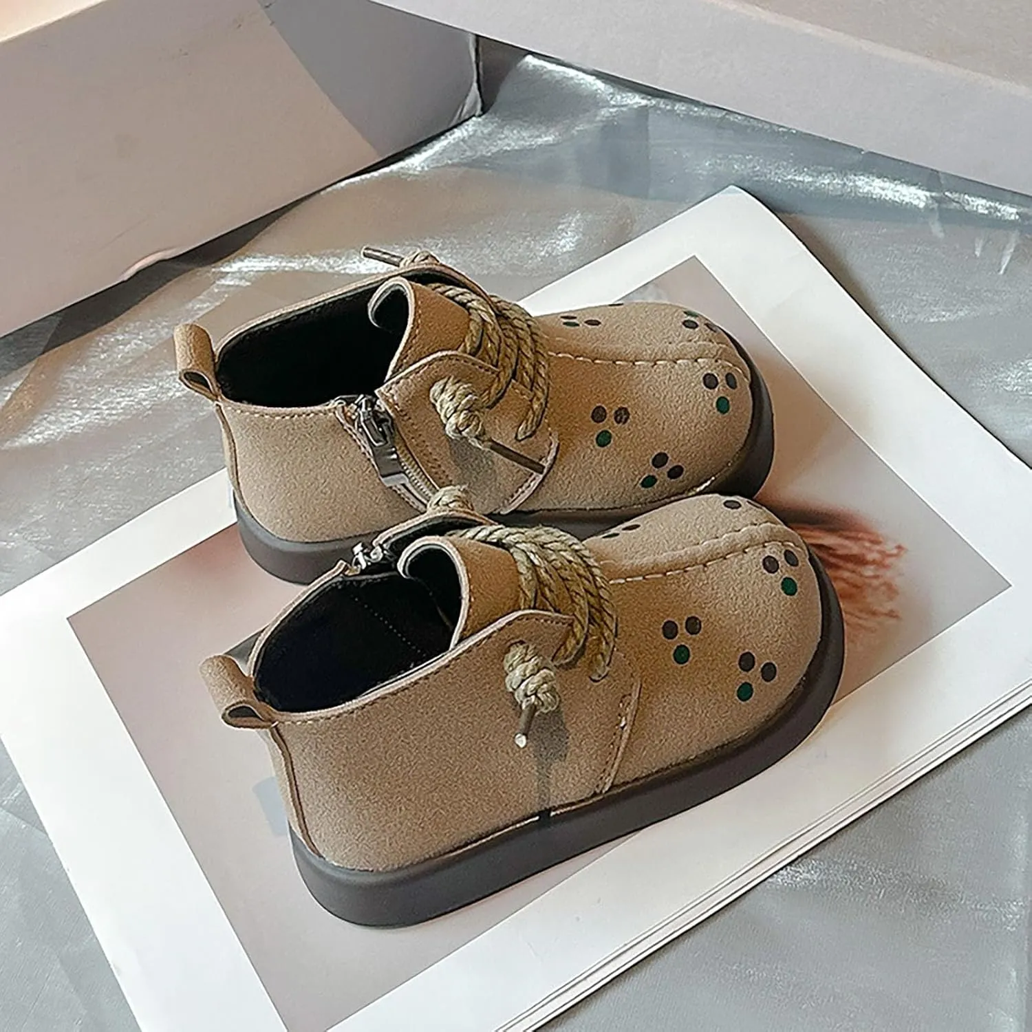 Retro Cowboy Girls Ankle Shoes Fashion Solid Color Lace-up Short Boots Non Slip Breathable Fashion Riding Shoes